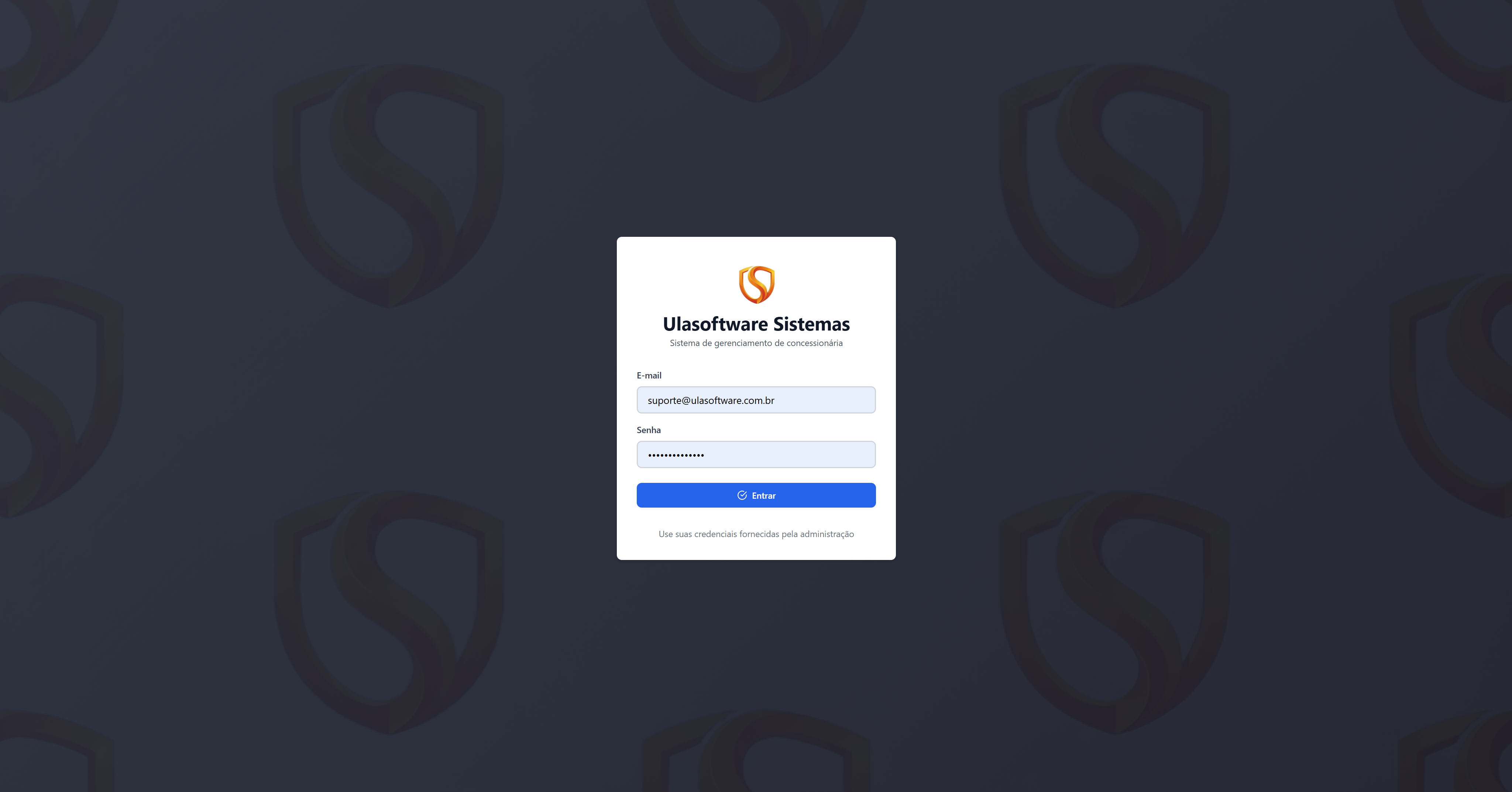 Tela de acesso do sistema da Ulasoftware
